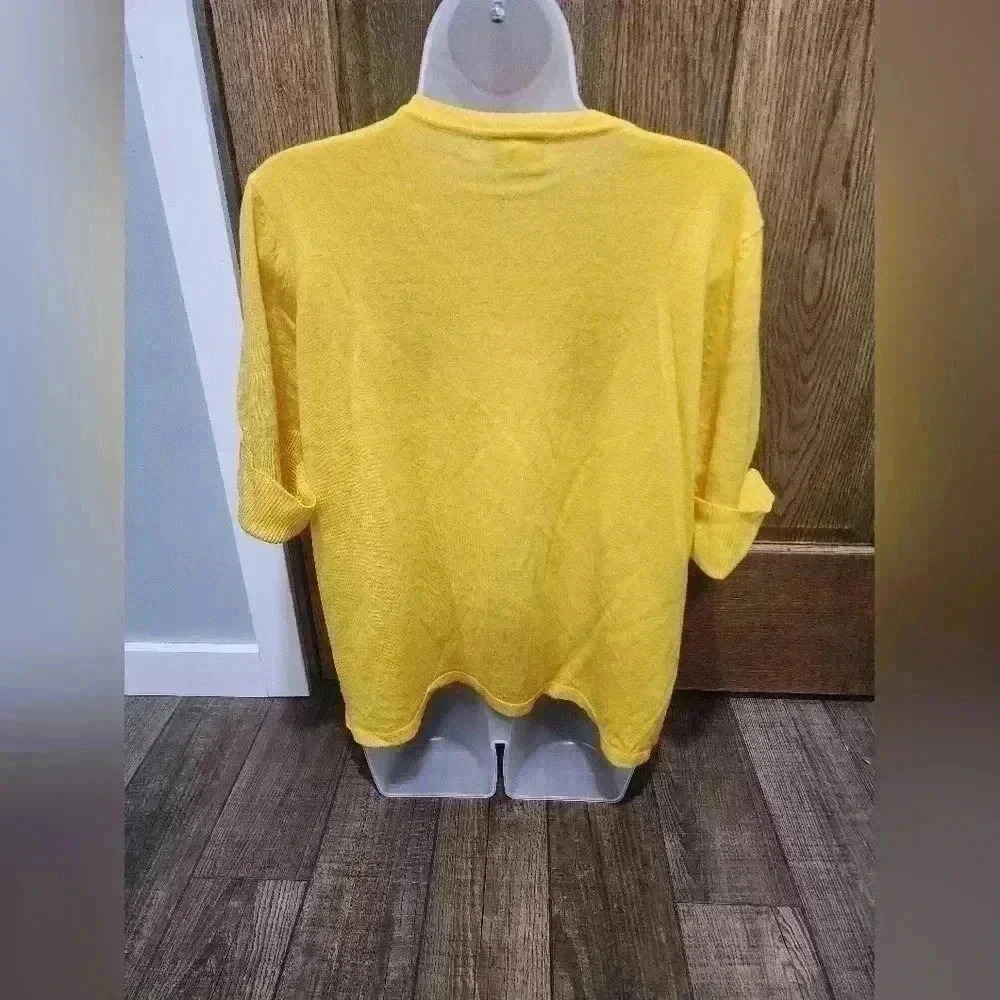 Sara Morgan Yellow Knit Button Front Cardigan Sweater Women’s Size Large - Picture 3 of 7